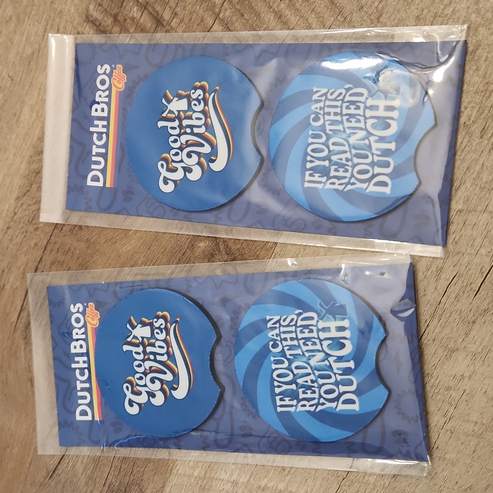 2 Dutch Bros Car Coasters
